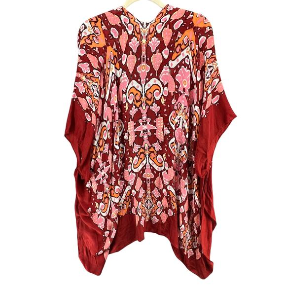 Quagga Kimono Cardigan One Size Red Colorful Floral Lightweight Boho Beach - Picture 4 of 11